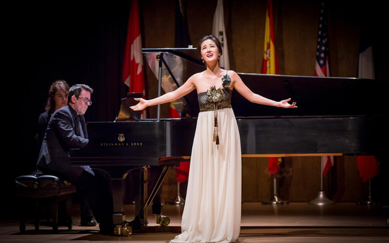 The photo shows the Soprano Hera Hyesang Park during one of her performances