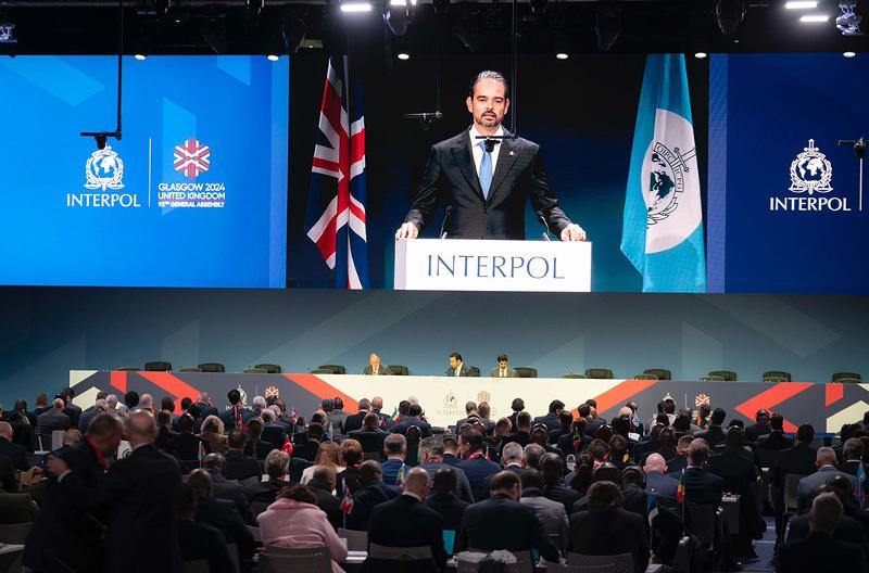 The Korean National Police Agency (KNPA) on Nov. 8 said the venue for the 2029 Interpol General Assembly was announced on Nov. 7 at the global law enforcement body's 92nd event in Glasgow, Scotland. Shown above is new Interpol Secretary-General Valdecy Urquiza on Nov. 5 speaking at this year's assembly. (Interpol's official website) 